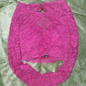 sequin hearts 1 red sequin lace long sleeve crop top